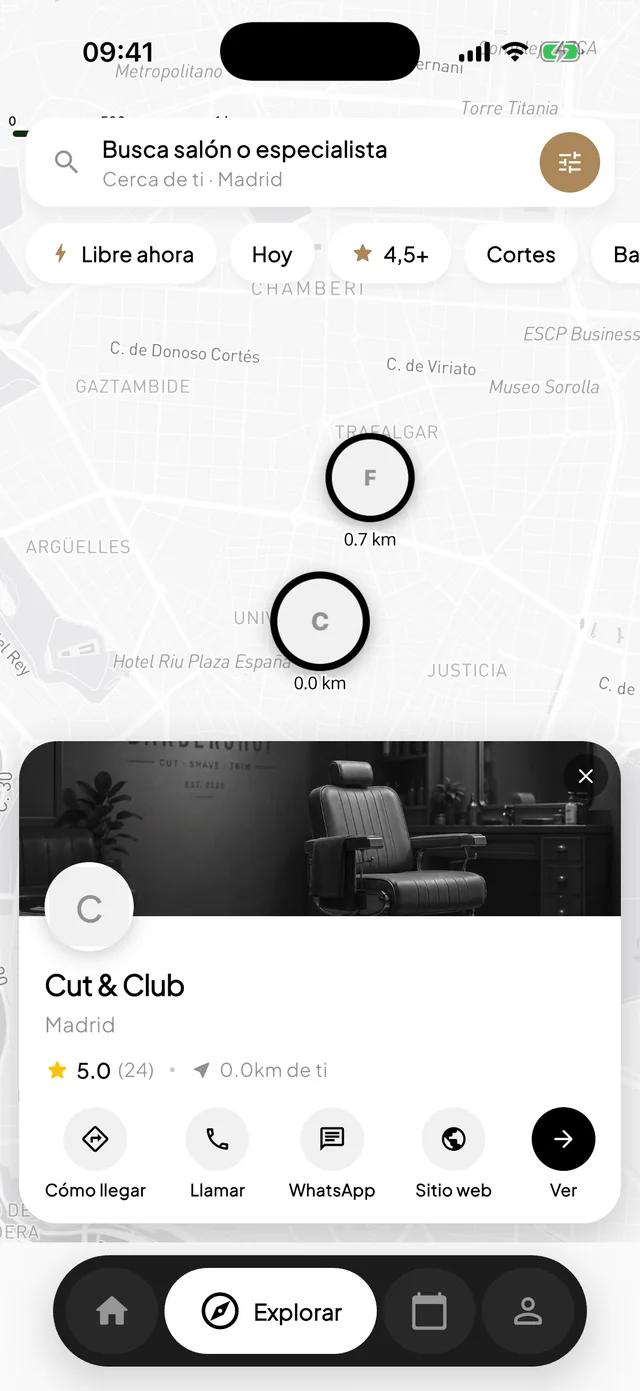 App de Kapper: barberías cerca de ti en el mapa