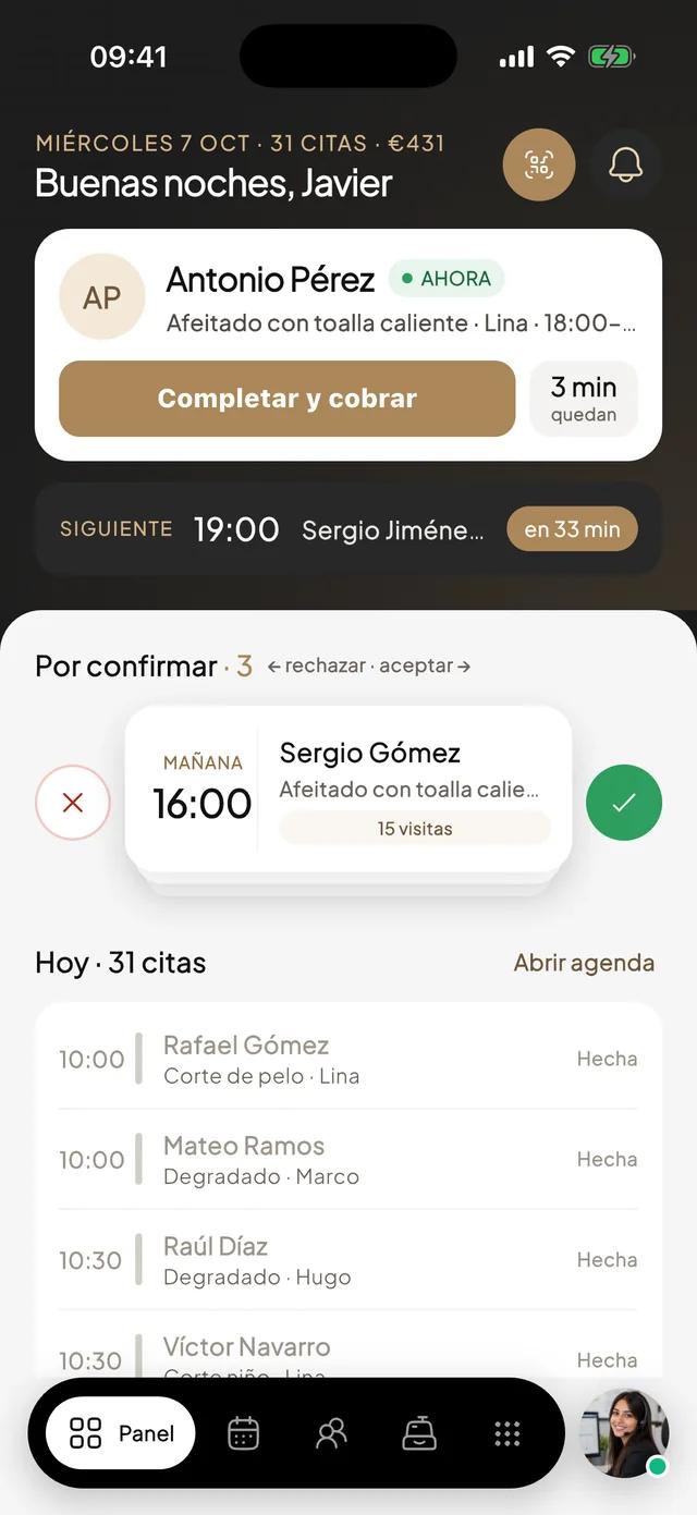 App Kapper Pro: citas de hoy, solicitudes por confirmar e ingresos